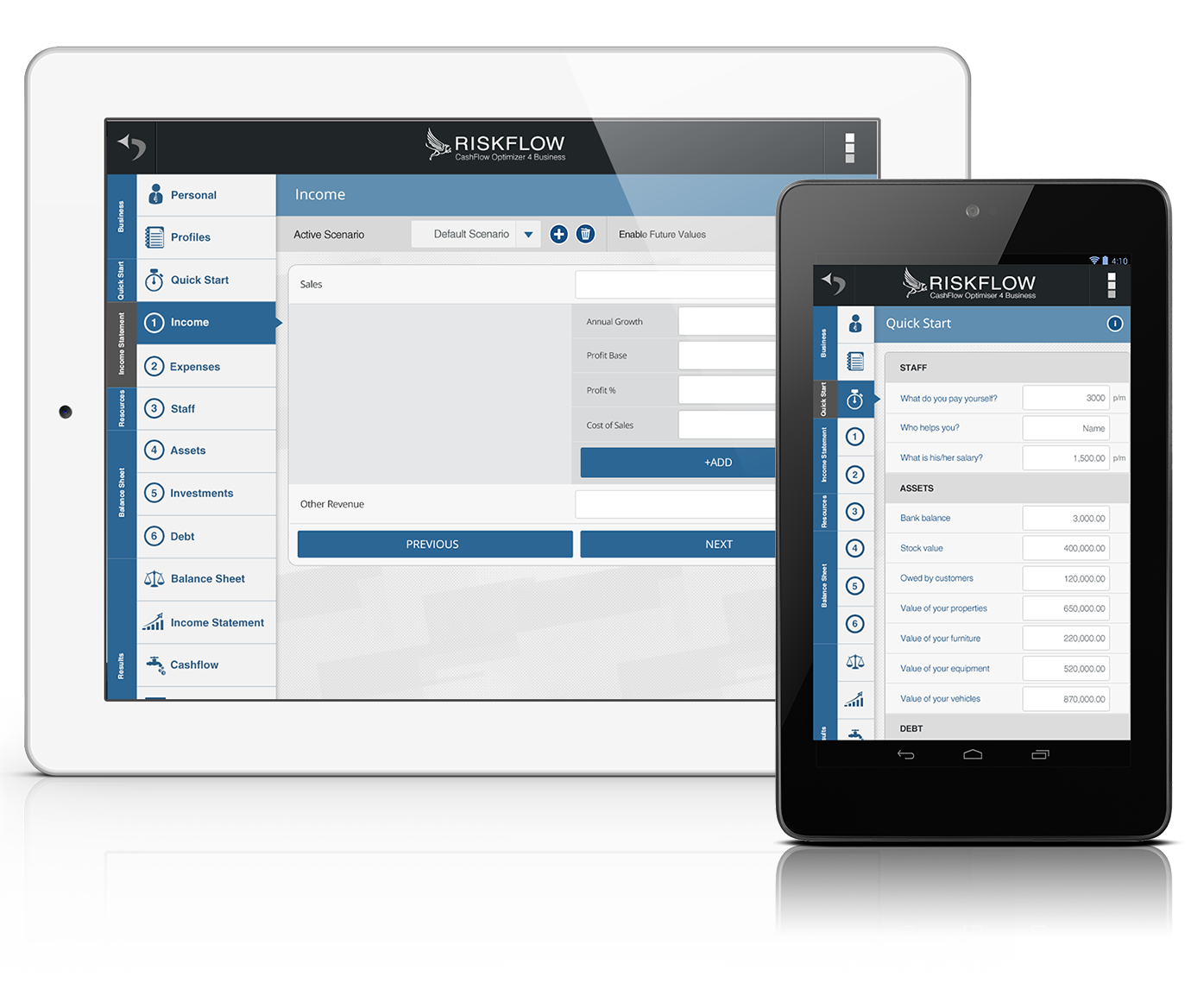 App on Tablet screen